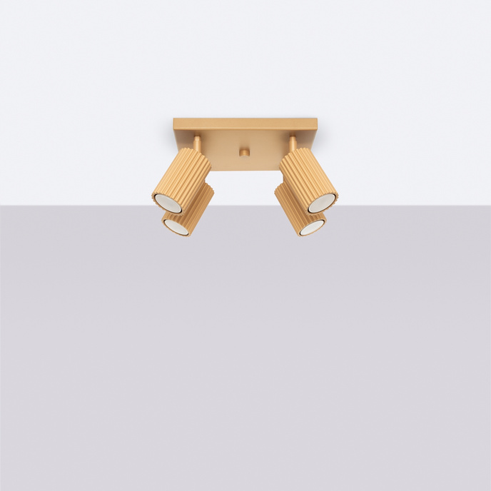 Plafond KARBON 4 guld + 4x LED-lampa GU-10 3000K varm 7W 510lm
