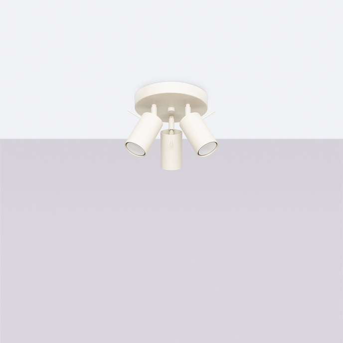 Plafond RING 3P beige + 3x LED-lampa GU-10 3000K varm 7W 510lm