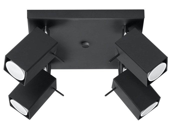 Plafond MERIDA 4 svart + 4x LED-lampa GU-10 3000K varm 7W 620lm