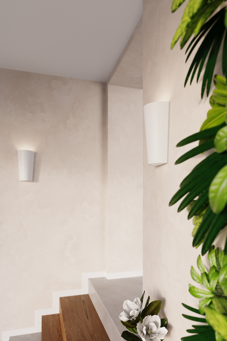 Keramisk vägglampa LANA vit + 1x LED-lampa E27 3000K varm 7,5W 620lm