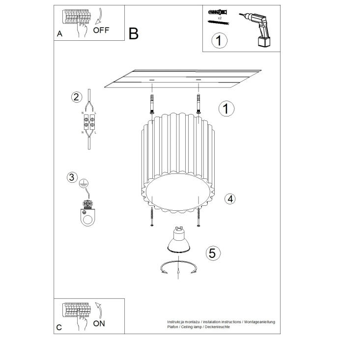 Taklampa AURA 1 svart GU10