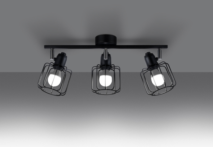 BELUCI 3 plafond svart + 3x LED-lampa E14 4000K Kall 7,5W 680lm