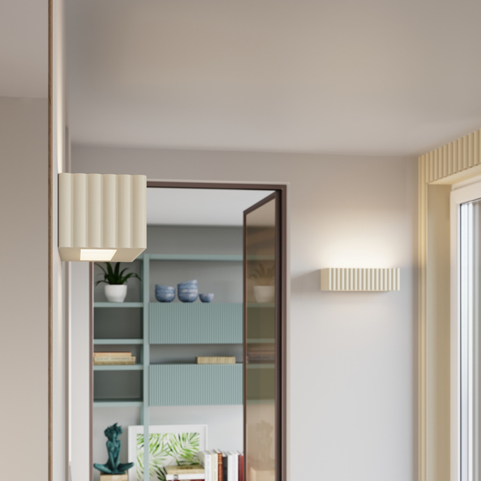 Vägglampa keramik RIGATA beige