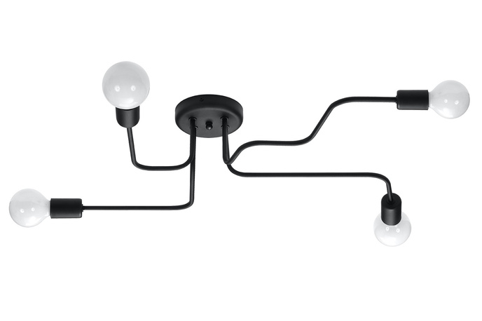 Ljuskrona VECTOR 4 svart + 4x LED-lampa E27 3000K varm 7,5W 620lm