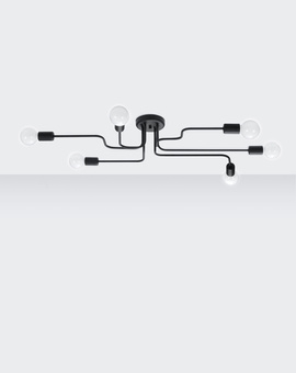 Ljuskrona VECTOR 6 svart + 6x LED-lampa E27 3000K varm 7,5W 620lm