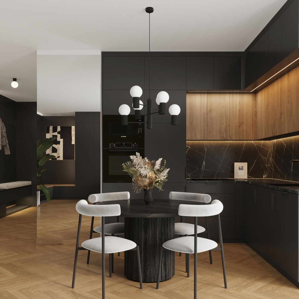 Ljuskrona HALO 6 svart