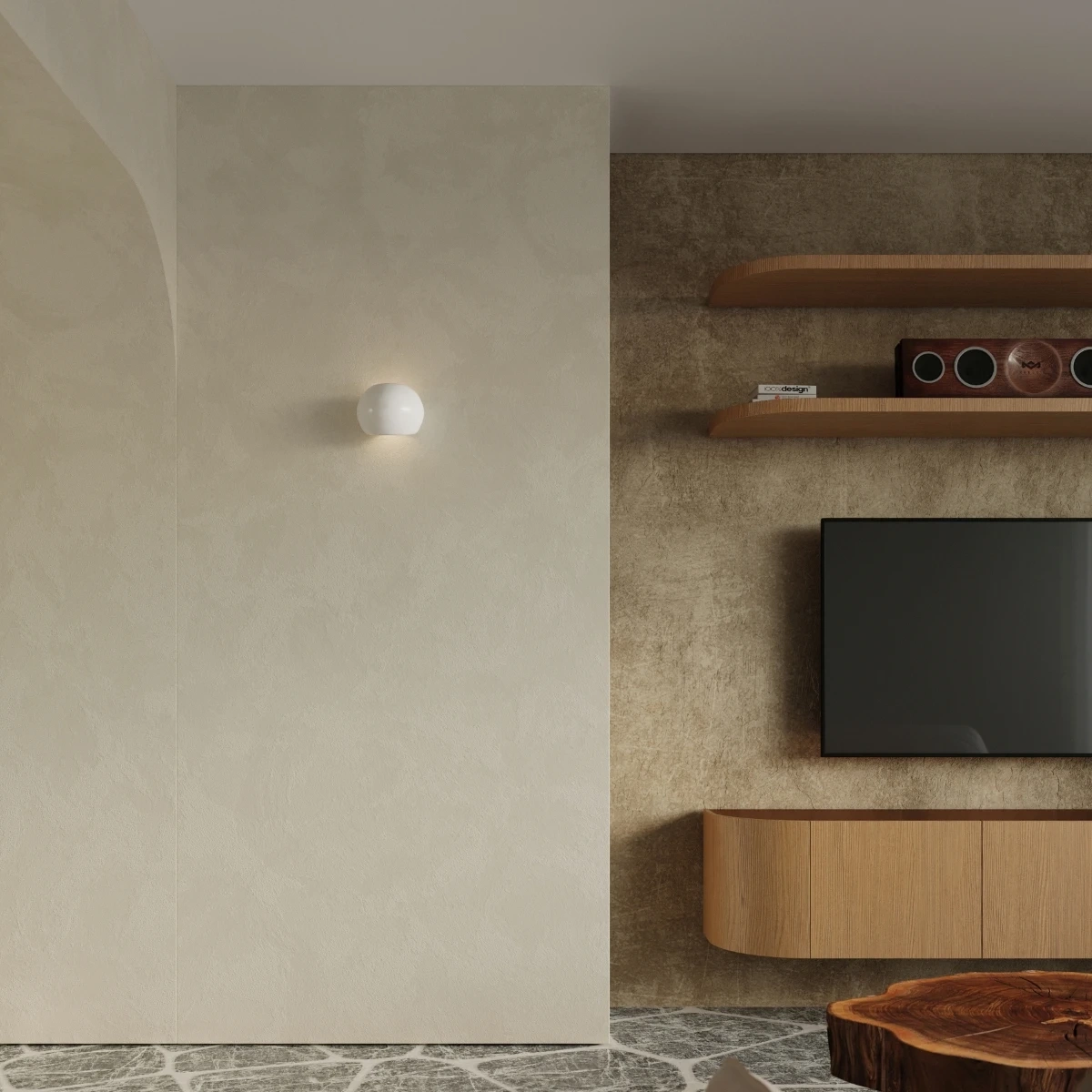 Lackerad vägglampa GLOBE vit glans