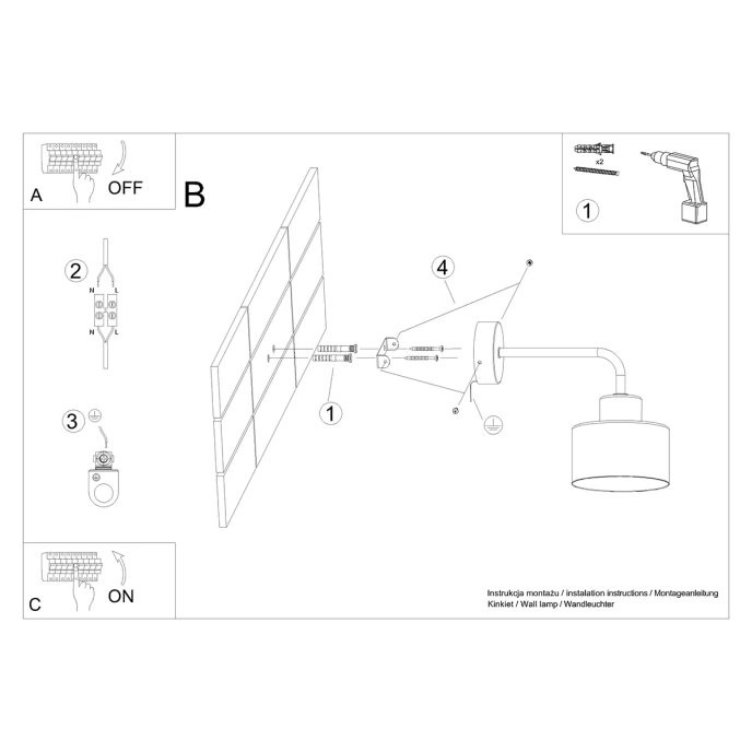 Vägglampa SAVAR 1 svart