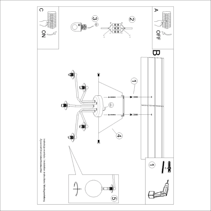 Ljuskrona ASTRAL 5 vit