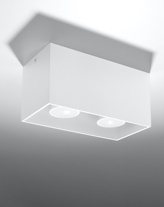 Plafond QUAD MAXI vit + 2x LED-lampa GU-10 3000K varm 7W 620lm