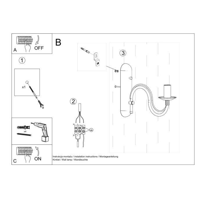 Vägglampa MINERWA svart