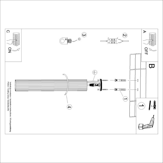 Plafond KARBON 60 guld