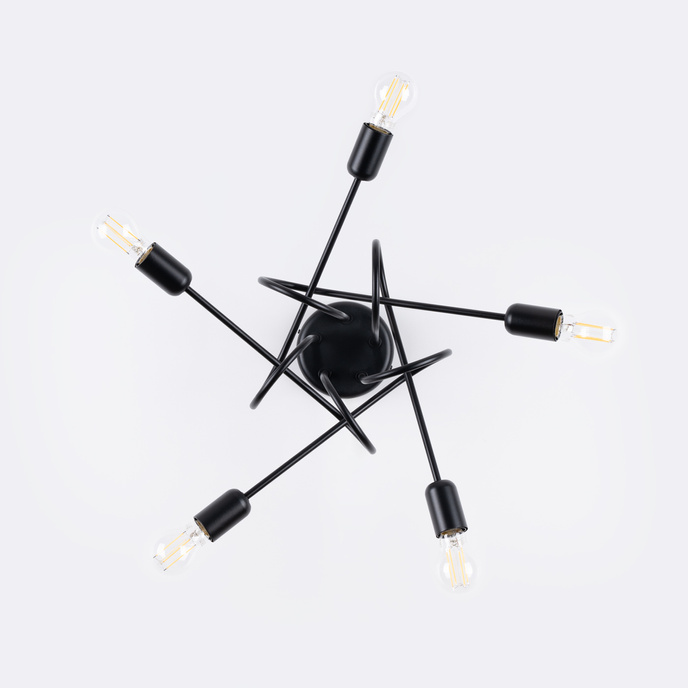 Ljuskrona SUPEŁ 5 svart + 5X LED-lampa E27 3000K 7W 760lm