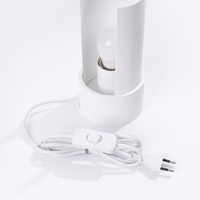 FLASH skrivbordslampa vit + 1x LED-glödlampa E27 3000K varm 7,5W 620lm