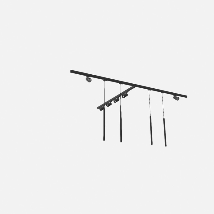 Tak-/hänglampa, 10 spotlights, 3-fas strömskenesystem, AURA/PASTELO