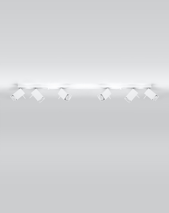 Plafond MERIDA 6L vit + 6x LED-lampa GU-10 3000K varm 7W 620lm