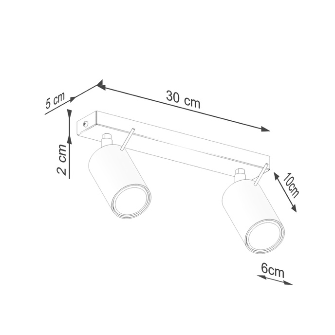 Plafond RING 2 beige + 2x LED-lampa GU-10 4000K Kall 7W 530lm