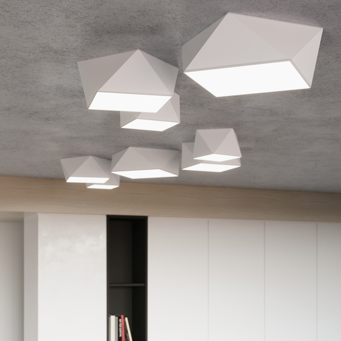 Plafond HEXA 25 WHITE + 1x LED-lampa E27 3000K varm 7,5W 620lm