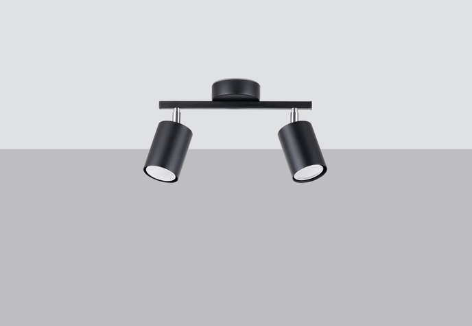 Plafond LEMMI 2 svart + 2x LED-lampa GU-10 4000K Kall 7W 530lm