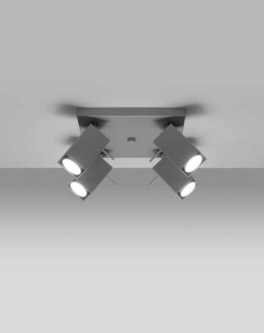 Plafond MERIDA 4 grå + 4x LED-lampa GU-10 4000K kall 7W 630lm