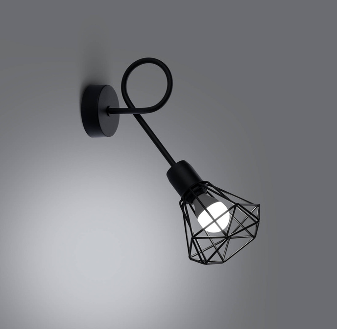 Vägglampa ARTEMIS 1S svart + 1x LED-lampa E14 4000K Cold 7,5W 680lm