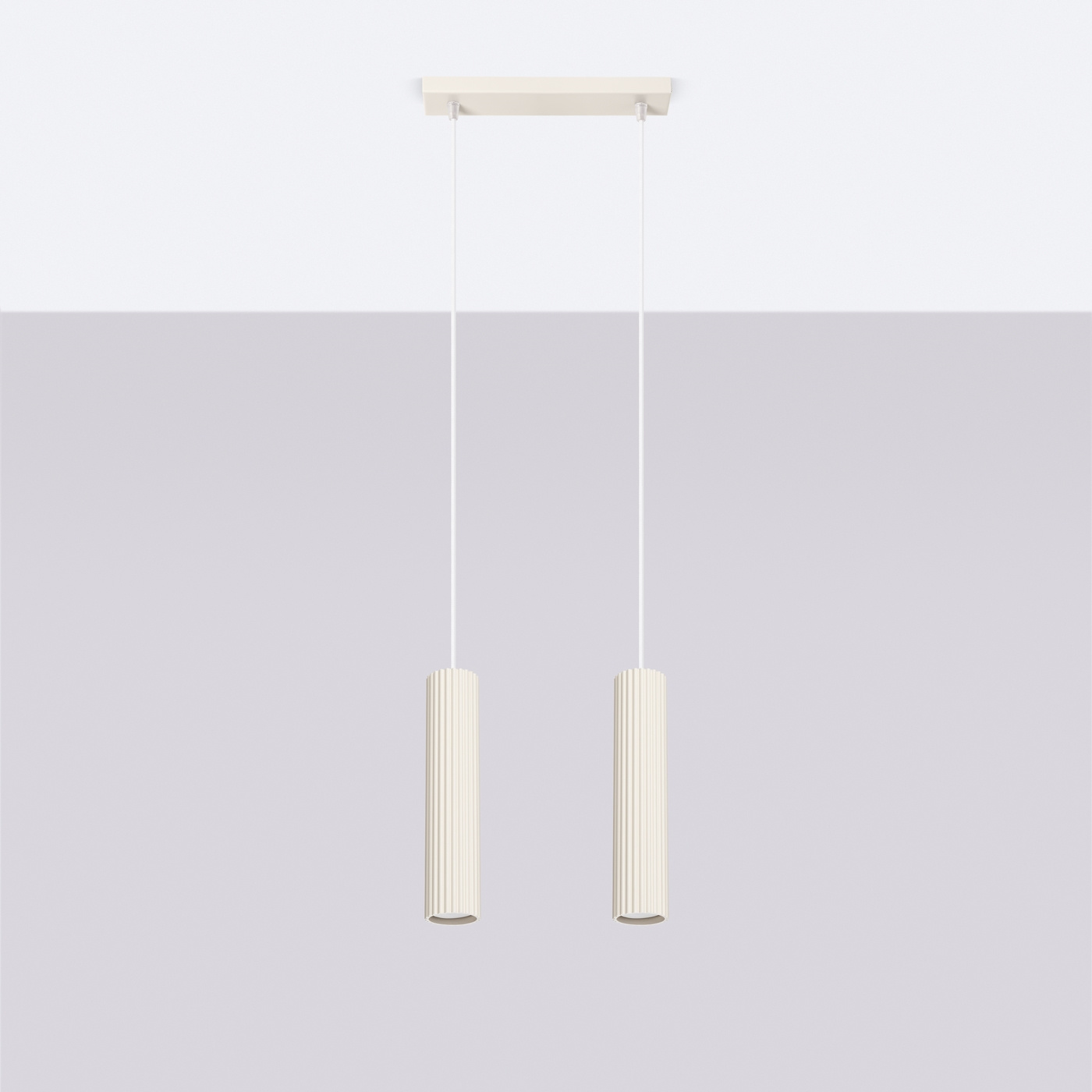 Pendellampa KARBON 2 beige + 2x LED-lampa GU-10 4000K Cold 7W 530lm