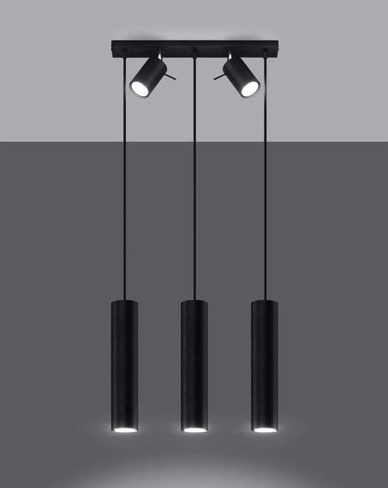 Pendellampa RING 3 svart + 5x LED-lampa GU-10 4000K Cold 7W 630lm