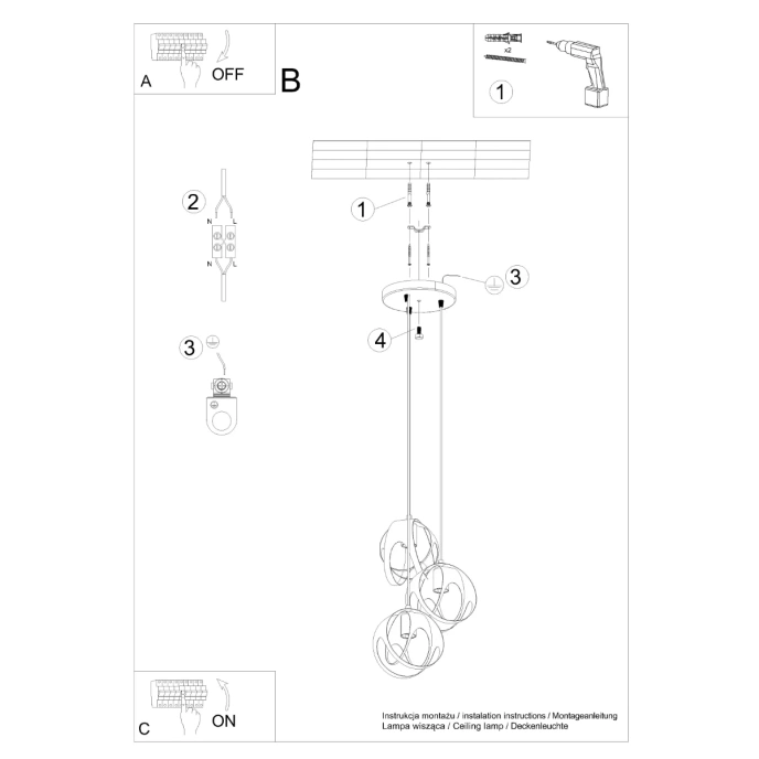 Pendel lampa TULOS 3P vit