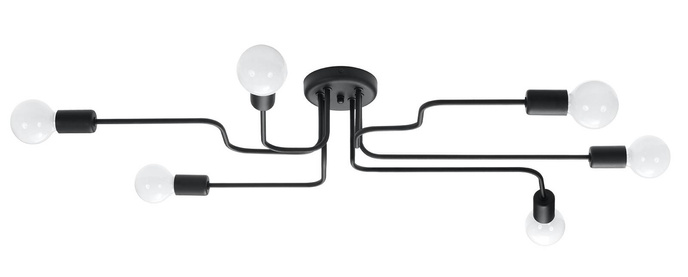 Ljuskrona VECTOR 6 svart + 6x LED-lampa E27 4000K Kall 7,5W 650lm