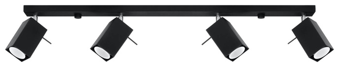 Plafond MERIDA 4L svart + 4x LED-lampa GU-10 4000K kall 7W 630lm