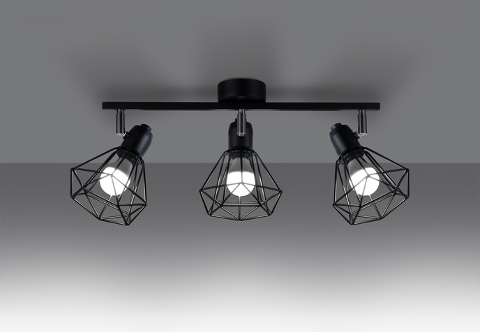 Plafond ARTEMIS 3 svart + 3x LED-lampa E14 4000K Kall 7,5W 680lm