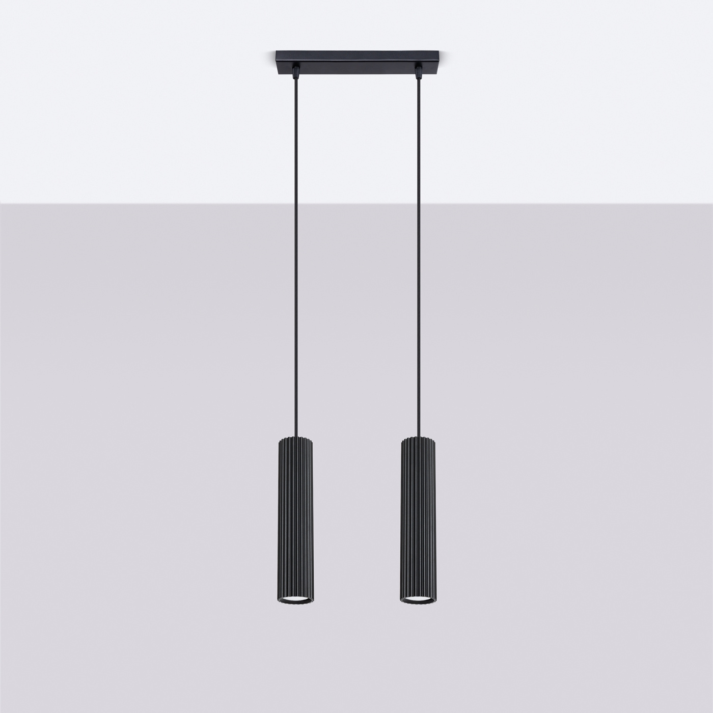 Pendellampa KARBON 2 svart + 2x LED-lampa GU-10 3000K varm 7W 510lm