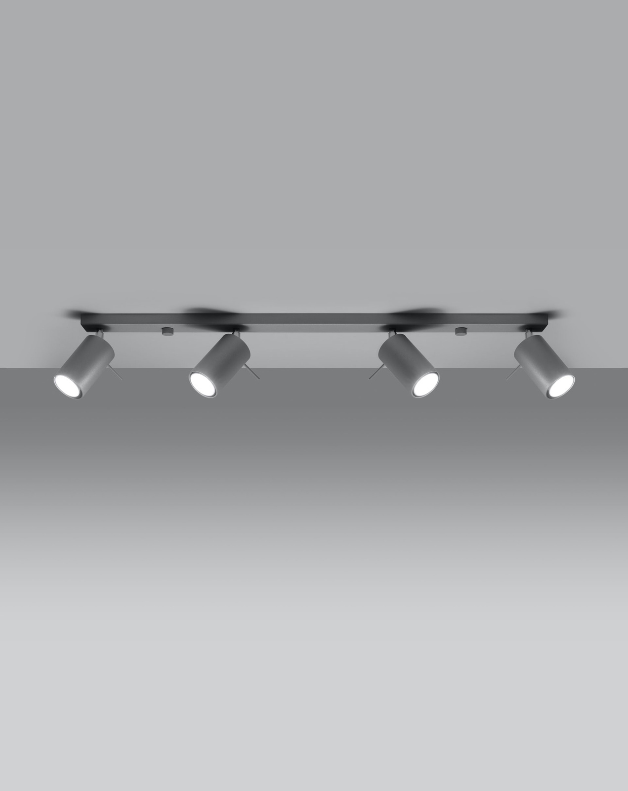 Plafond RING 4L Grå + 4x LED-lampa GU-10 3000K Varm 7W 620lm