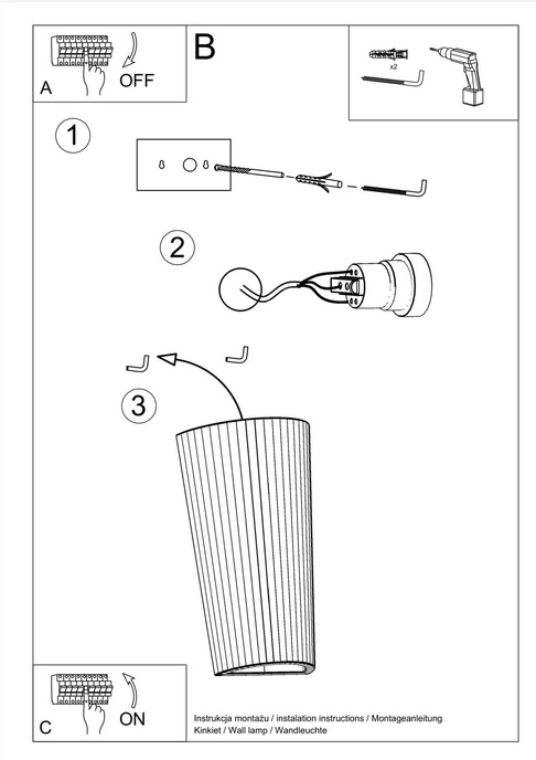 Keramisk vägglampa LANA vit + 1x LED-lampa E27 3000K varm 7,5W 620lm