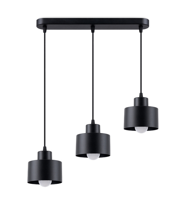 SAVAR 3 pendellampor svart + 3x LED-lampa E27 4000K Cold 7,5W 690lm