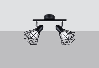 Plafond ARTEMIS 2 svart + 2x LED-lampa E14 4000K Kall 7,5W 680lm