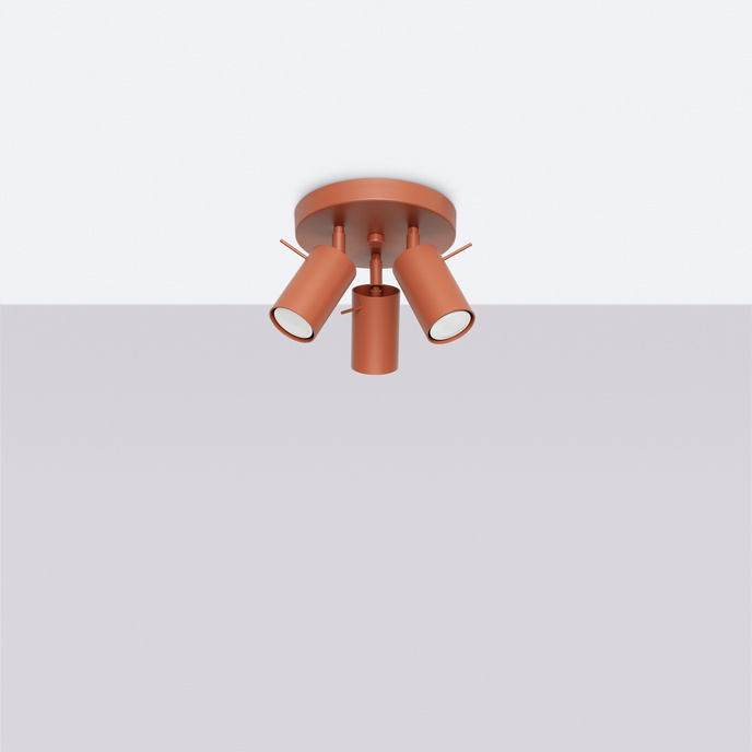 Plafond RING 3P ockraröd + 3x LED-lampa GU-10 3000K varm 7W 510lm
