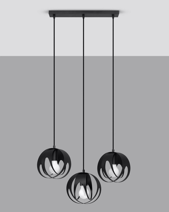 TULOS 3L taklampa svart + 3x LED-lampa E27 3000K varm 7,5W 620lm