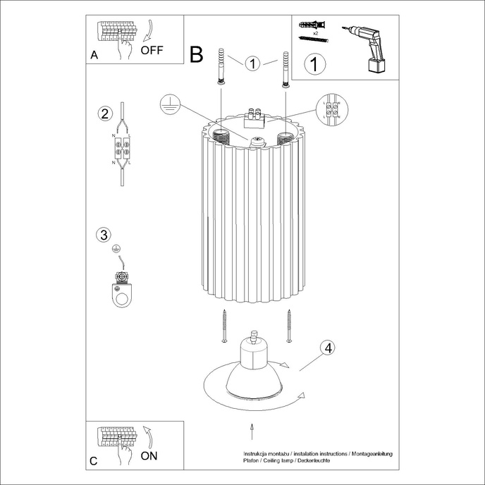 Taklampa KARBON 10 taupe