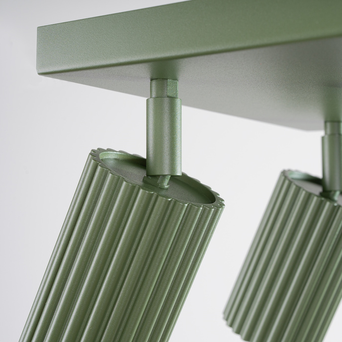 Plafond KARBON 4 olivgrön + 4x LED-lampa GU-10 4000K Kall 7W 530lm