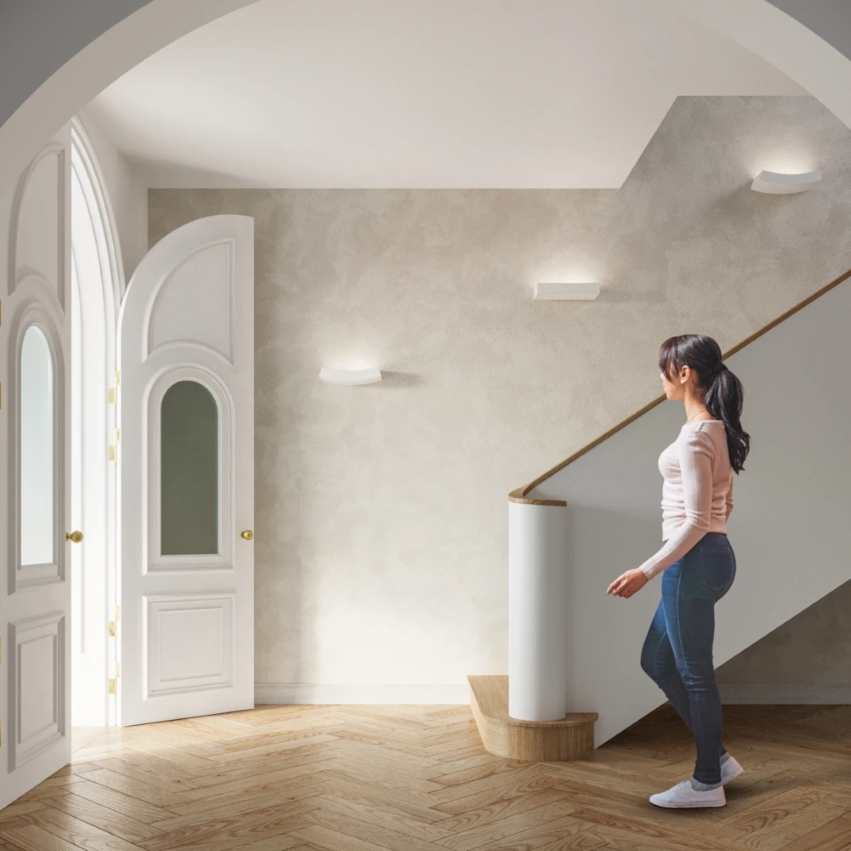 Keramisk vägglampa HATTOR vit