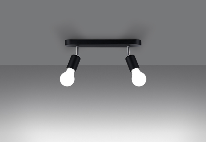 Plafond FORNES 2 svart + 2x LED-lampa E27 3000K varm 7,5W 620lm