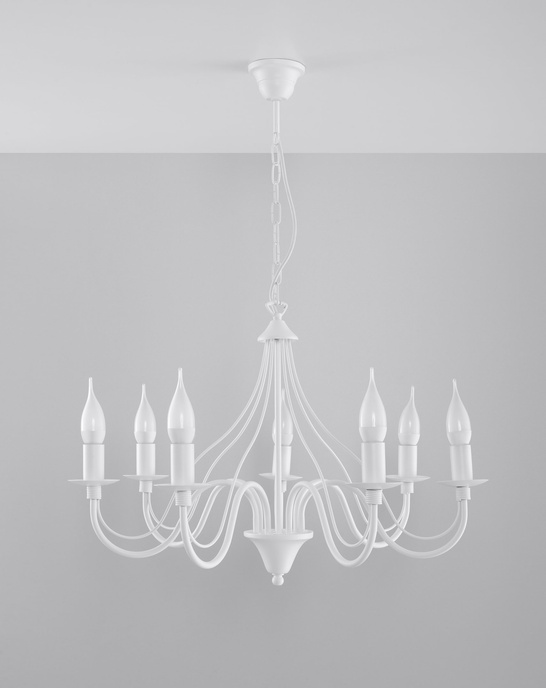 Ljuskrona MINERWA 7 vit + 7x LED-lampa E14 3000K varm 7,5W 620lm