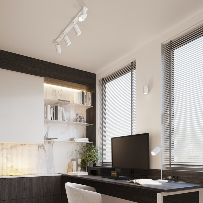 Plafond KARBON 4L vit + 4x LED-lampa GU-10 4000K kall 7W 530lm