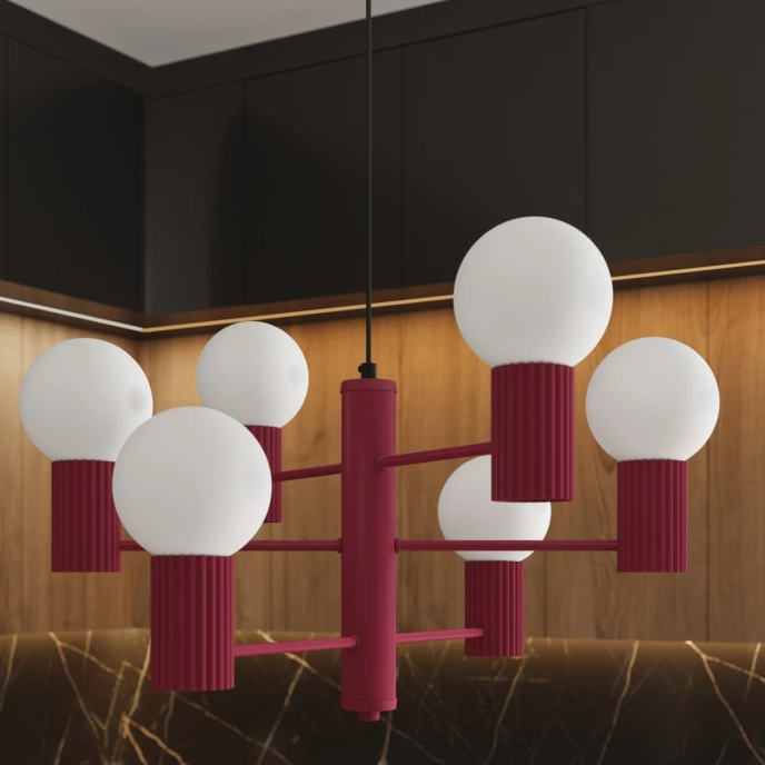 Ljuskrona HALO 6 vinröd