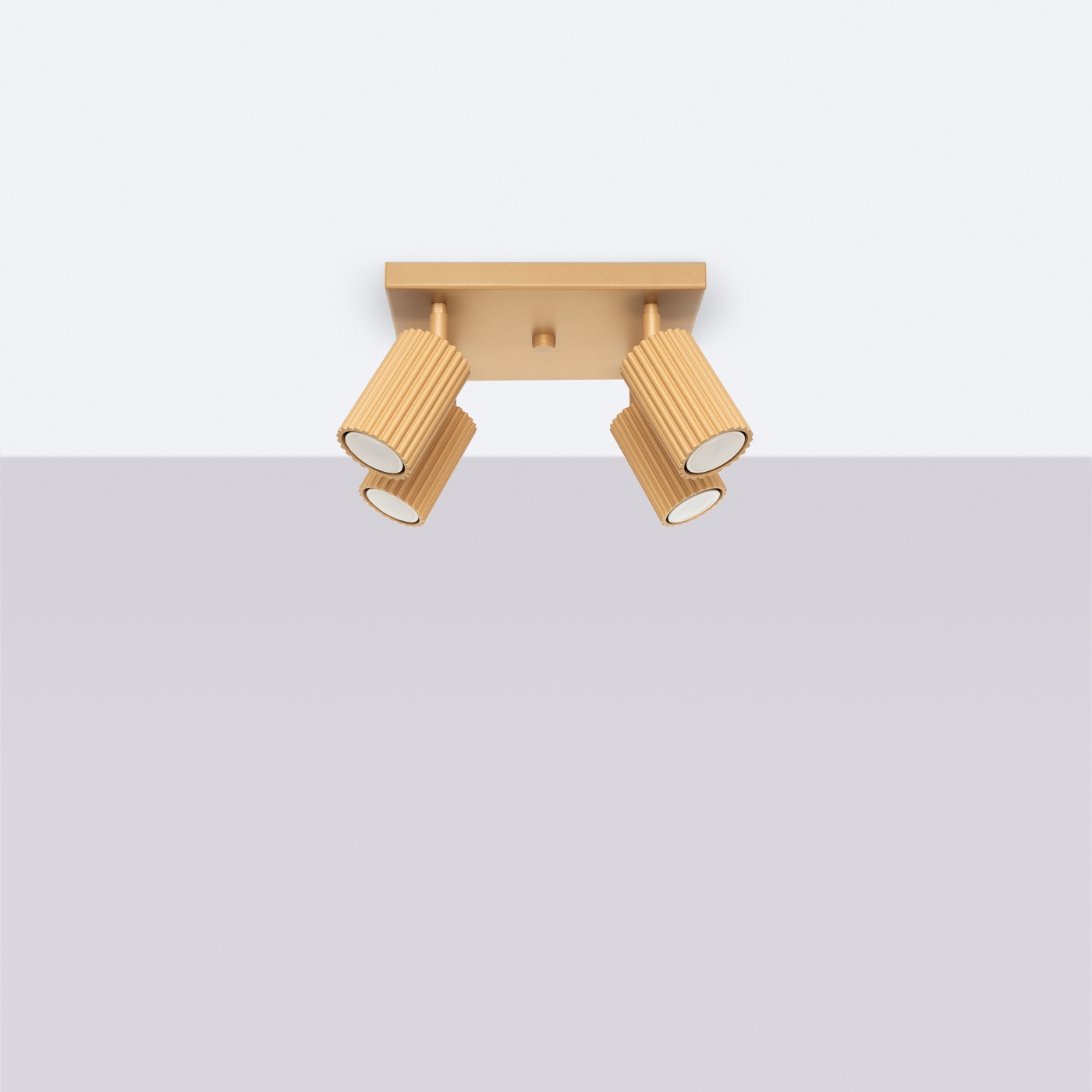 Plafond KARBON 4 guld + 4x LED-lampa GU-10 3000K varm 7W 510lm