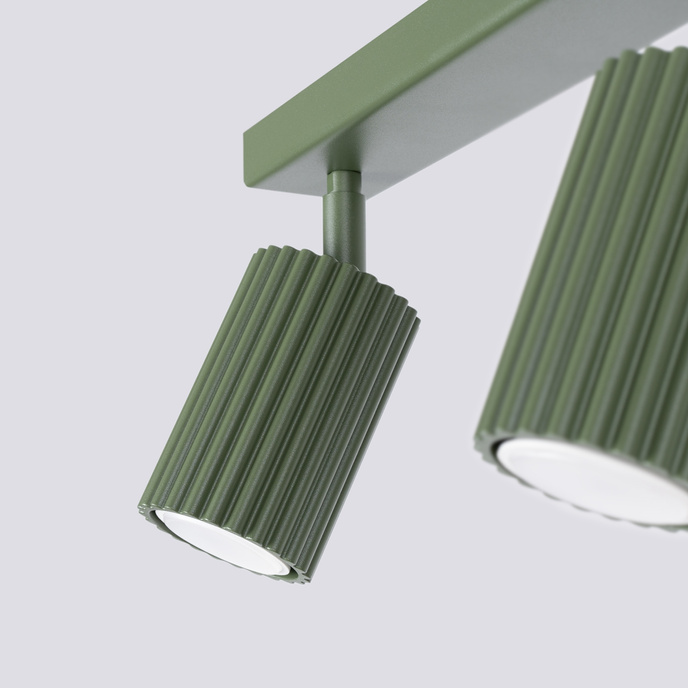 Plafond KARBON 2 olivgrön + 2x LED-lampa GU-10 3000K varm 7W 510lm