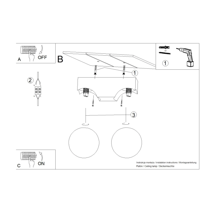 Taklampa BULBO 2 naturträ