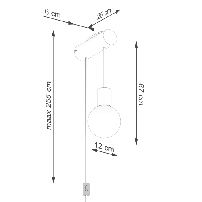 NIMBI G9 vägglampa med on/off-strömbrytare