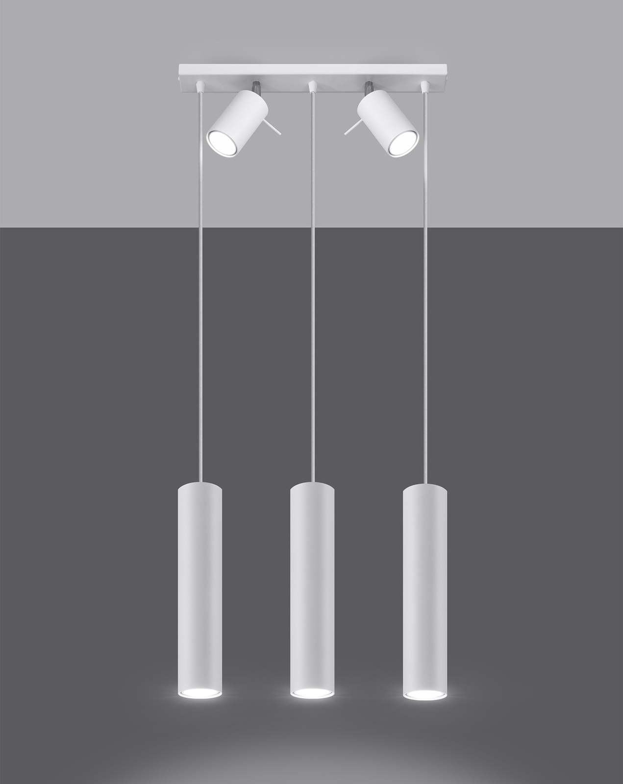 RING 3 taklampa vit + 5x LED-glödlampa GU-10 3000K varm 7W 620lm